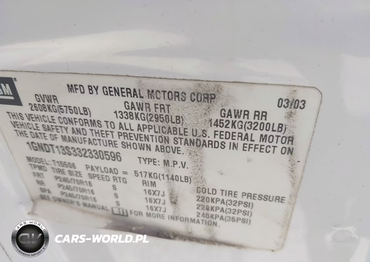 2003 Chevrolet Trailblazer Ls VIN:1GNDT13S332330596 - 9
