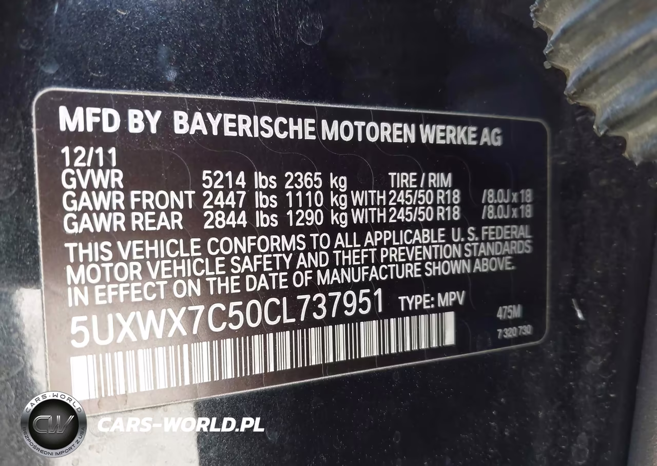2012 BMW X3 xDrive35I VIN:5UXWX7C50CL737951 - 9
