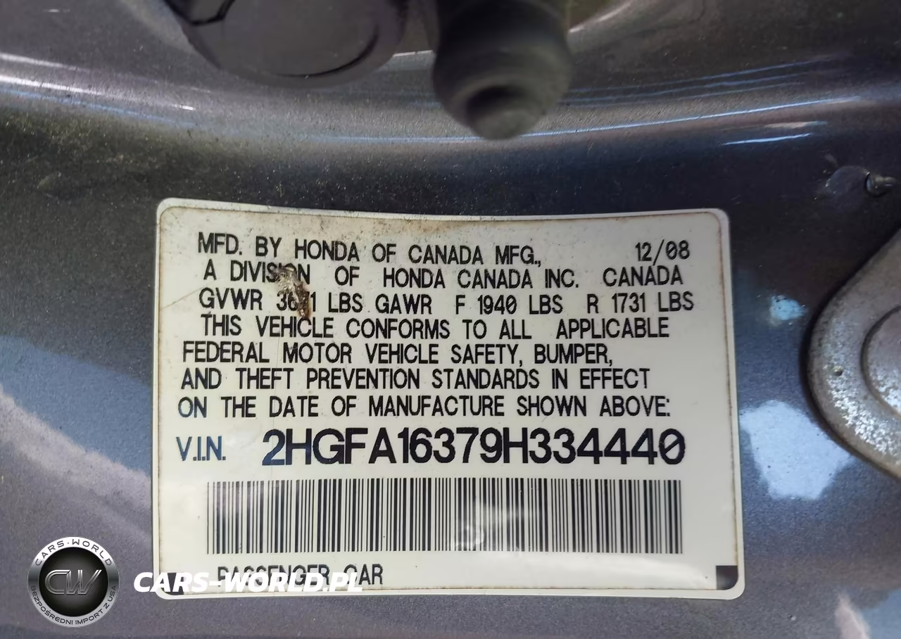 2009 Honda Civic Vp VIN:2HGFA16379H334440 - 9