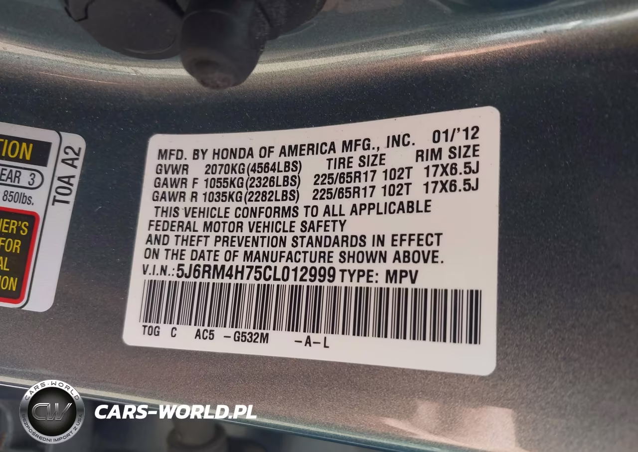 2012 Honda Cr-V Ex-L VIN:5J6RM4H75CL012999 - 9