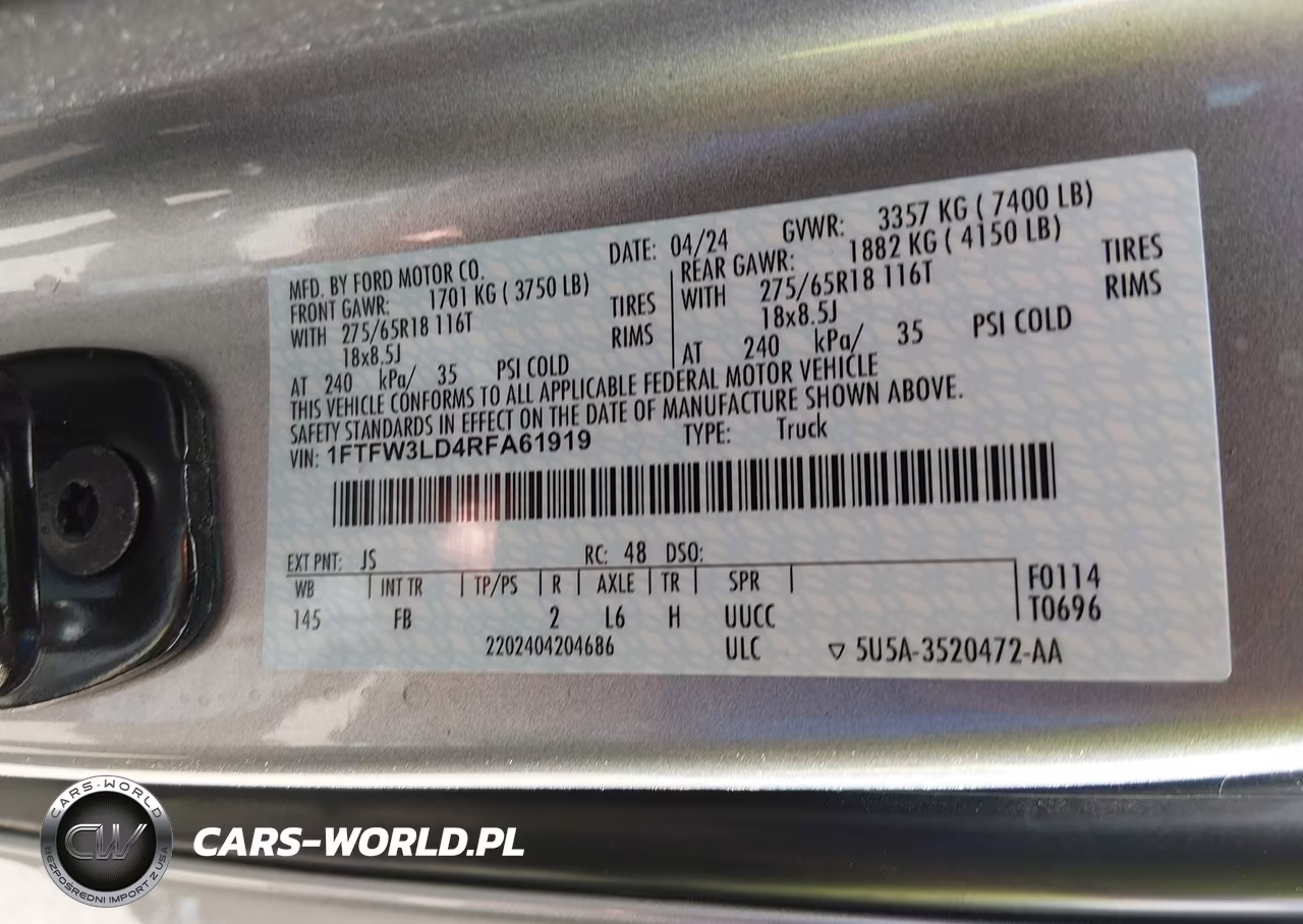 2024 Ford F-150 Xlt VIN:1FTFW3LD4RFA61919 - 9