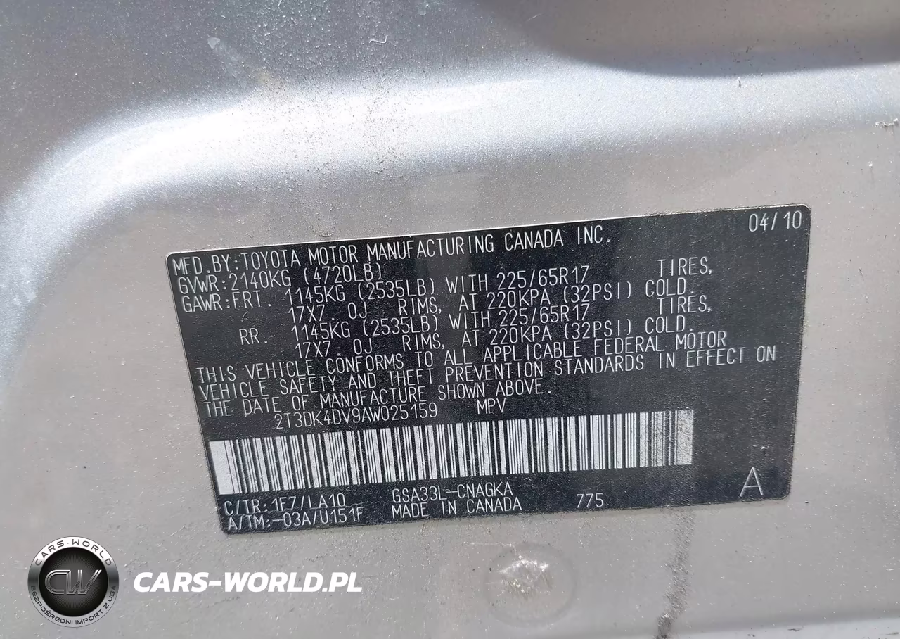2010 Toyota Rav4 Limited V6 VIN:2T3DK4DV9AW025159 - 9