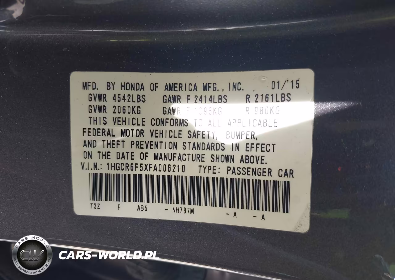 2015 Honda Accord Hybrid Ex-L VIN:1HGCR6F5XFA006210 - 9