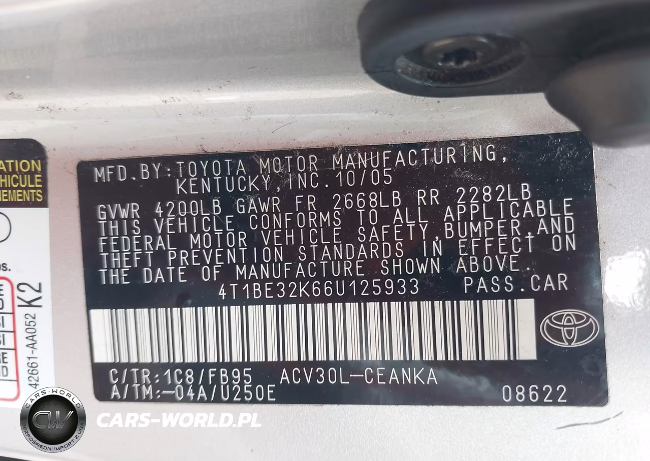 2006 Toyota Camry Le VIN:4T1BE32K66U125933 - 9