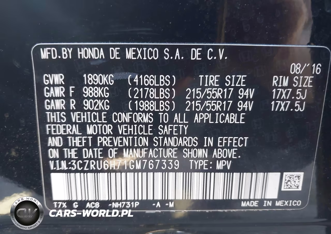 2016 Honda Hr-V Ex-L VIN:3CZRU6H71GM767339 - 9