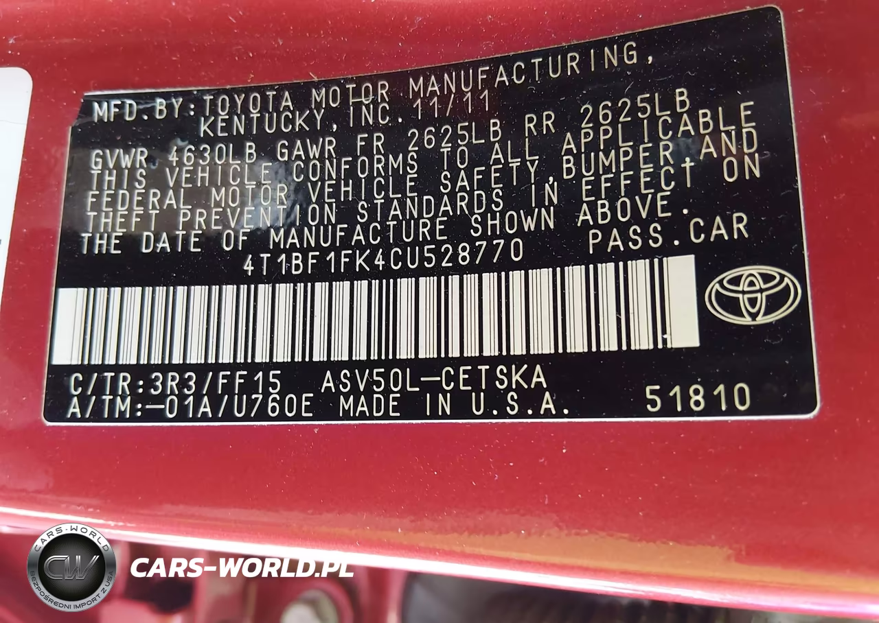 2012 Toyota Camry Se VIN:4T1BF1FK4CU528770 - 9