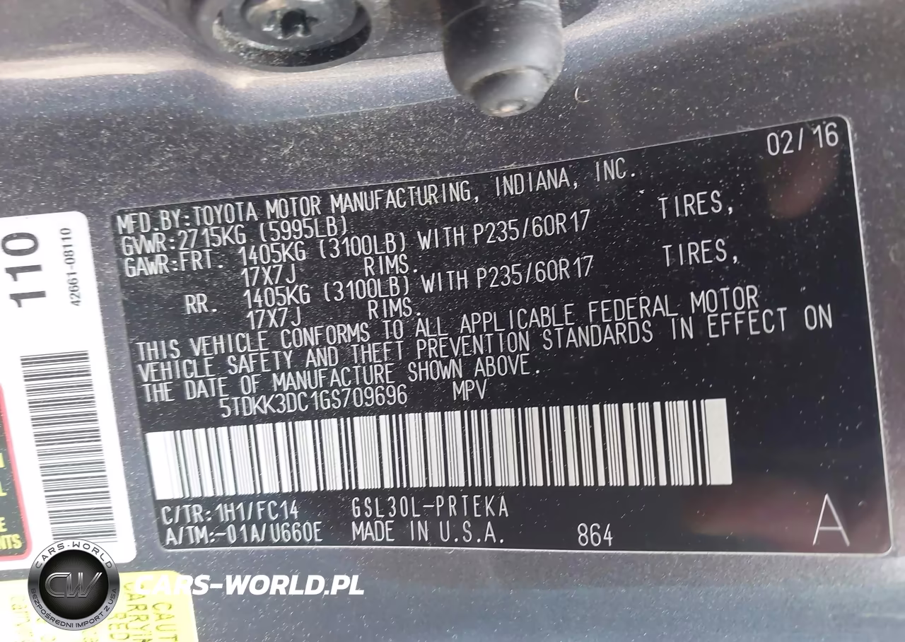 2016 Toyota Sienna Le 8 Passenger VIN:5TDKK3DC1GS709696 - 9