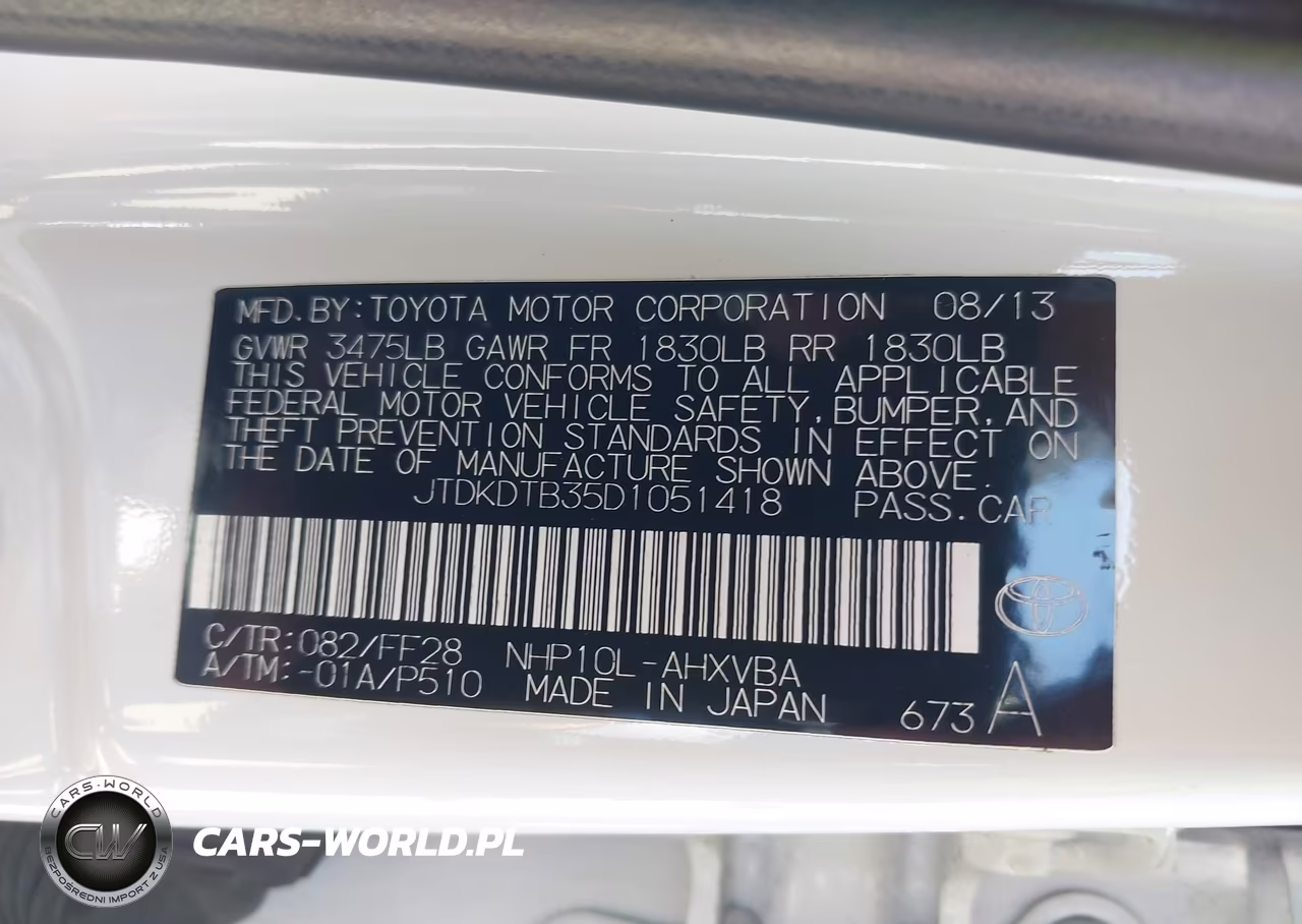2013 Toyota Prius C Two VIN:JTDKDTB35D1051418 - 9