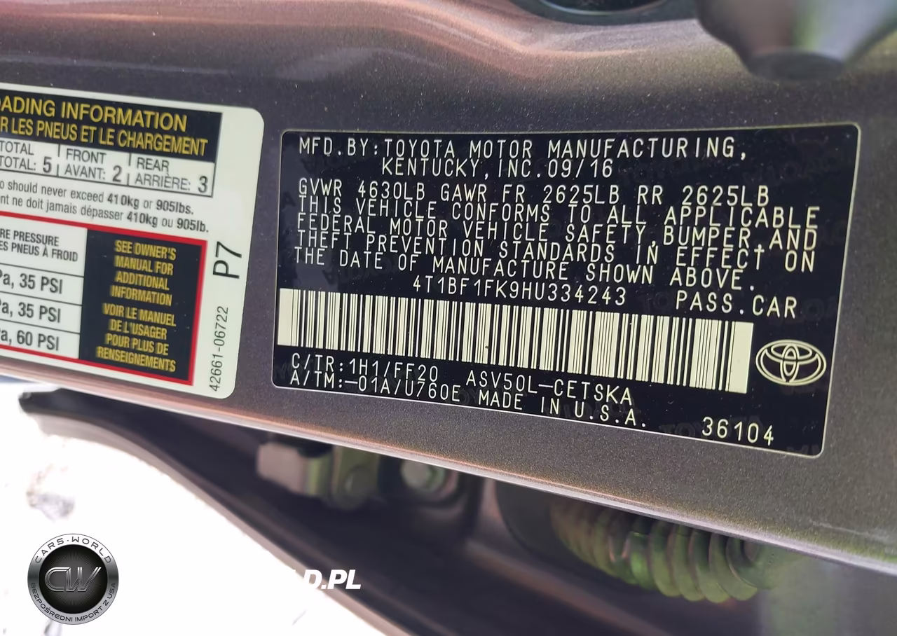 2017 Toyota Camry Se VIN:4T1BF1FK9HU334243 - 9