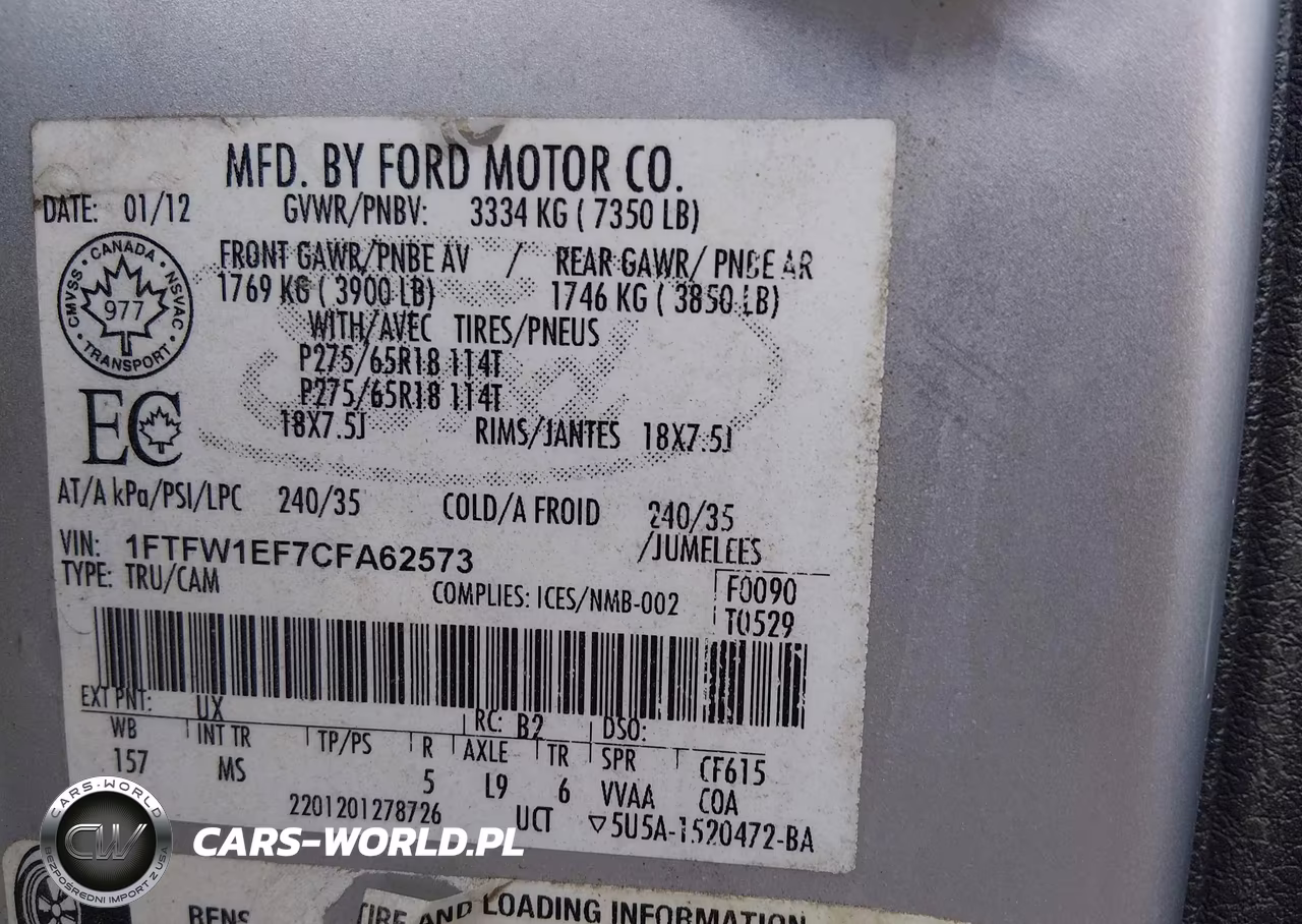 2012 Ford F-150 Xlt VIN:1FTFW1EF7CFA62573 - 9