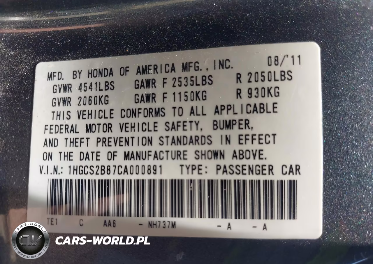 2012 Honda Accord 3.5 Ex-L VIN:1HGCS2B87CA000891 - 9