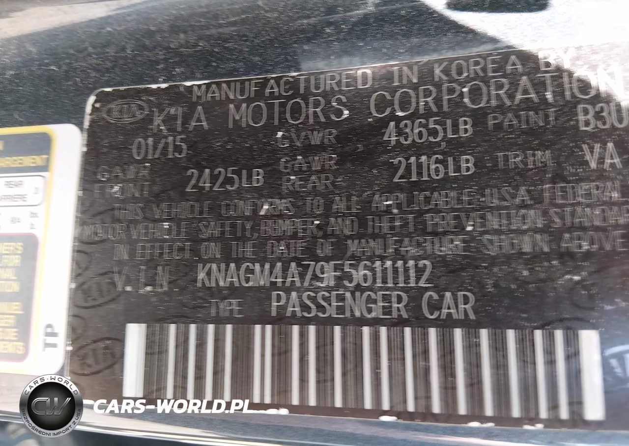 2015 Kia Optima Lx VIN:KNAGM4A79F5611112 - 9