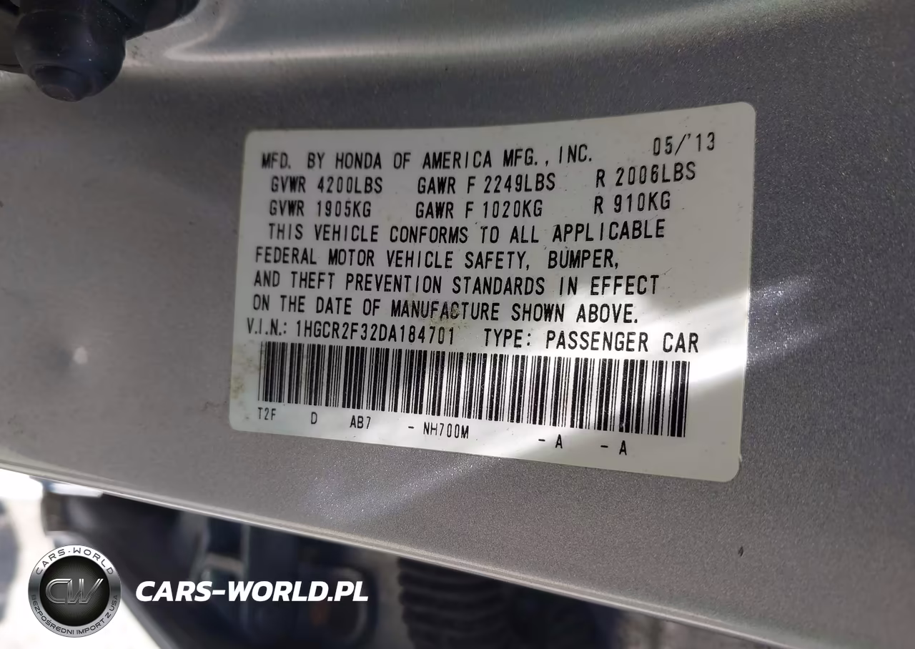 2013 Honda Accord Lx VIN:1HGCR2F32DA184701 - 9