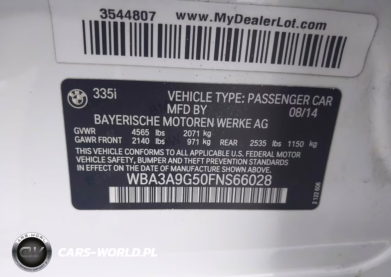 2015 BMW 335I VIN:WBA3A9G50FNS66028 - 9