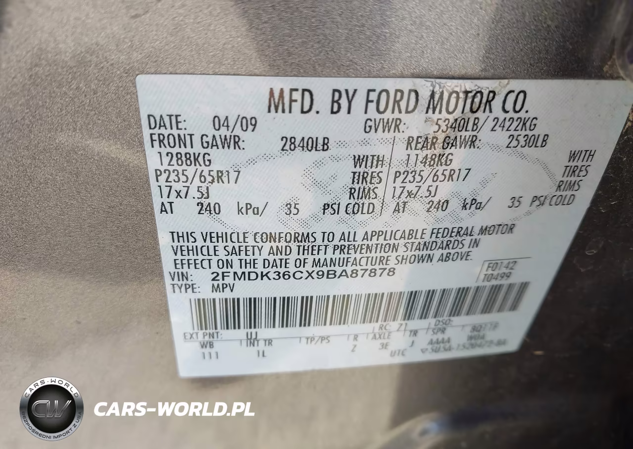 2009 Ford Edge Se VIN:2FMDK36CX9BA87878 - 9