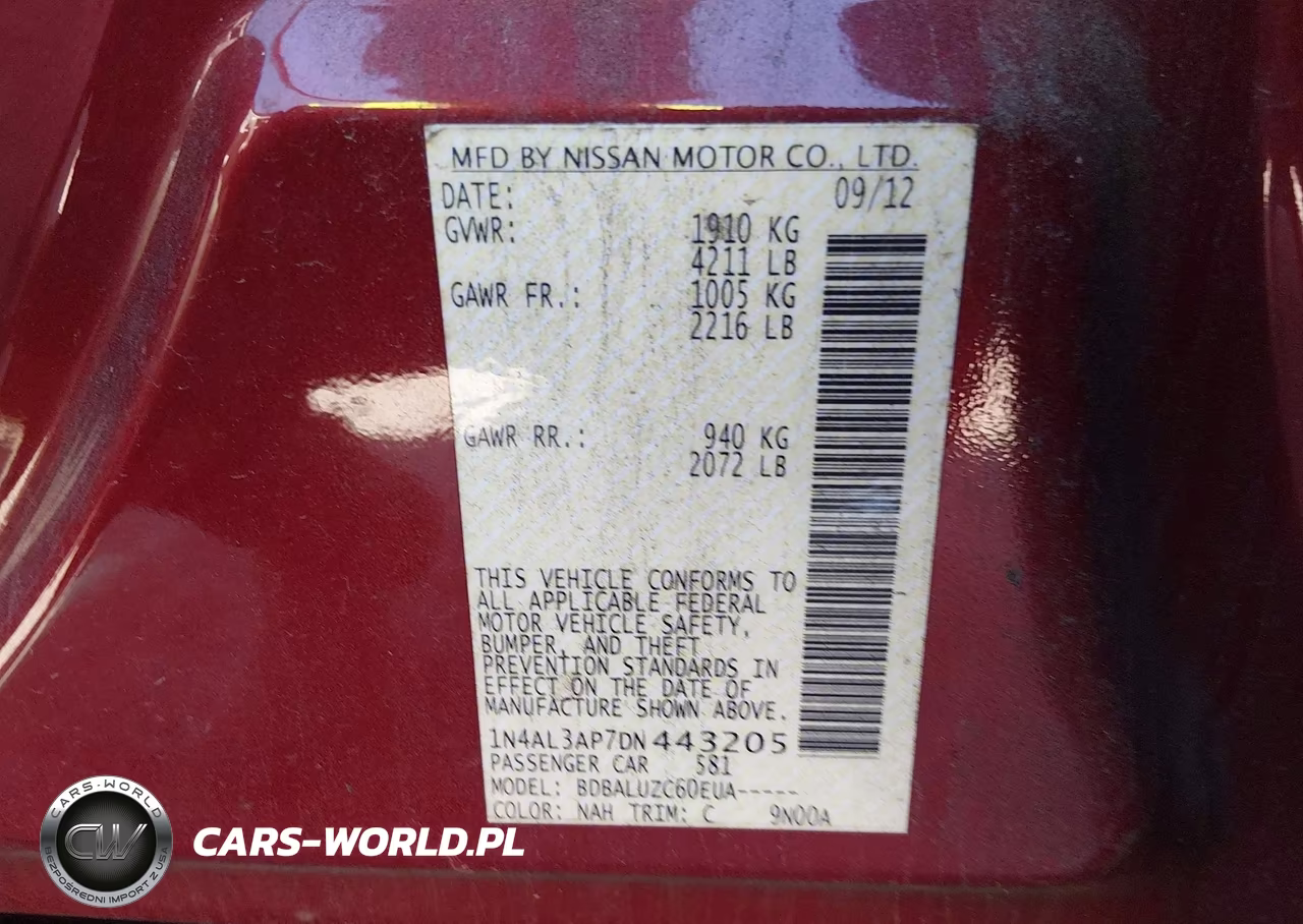2013 Nissan Altima 2.5 Sv VIN:1N4AL3AP7DN443205 - 9