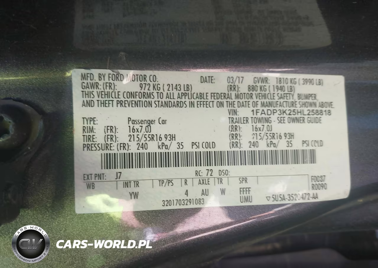 2017 Ford Focus Se VIN:1FADP3K25HL258818 - 9