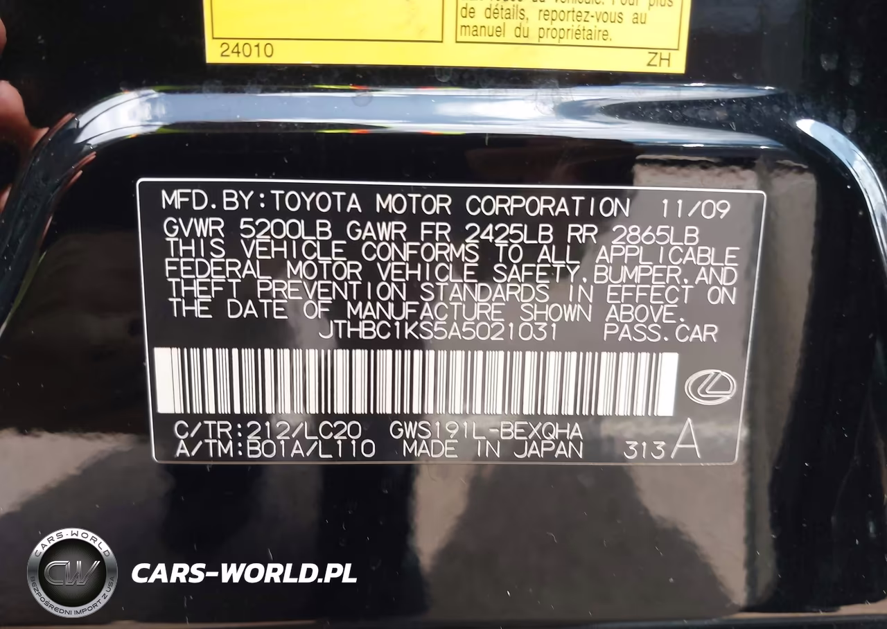 2010 Lexus Gs 450H VIN:JTHBC1KS5A5021031 - 9