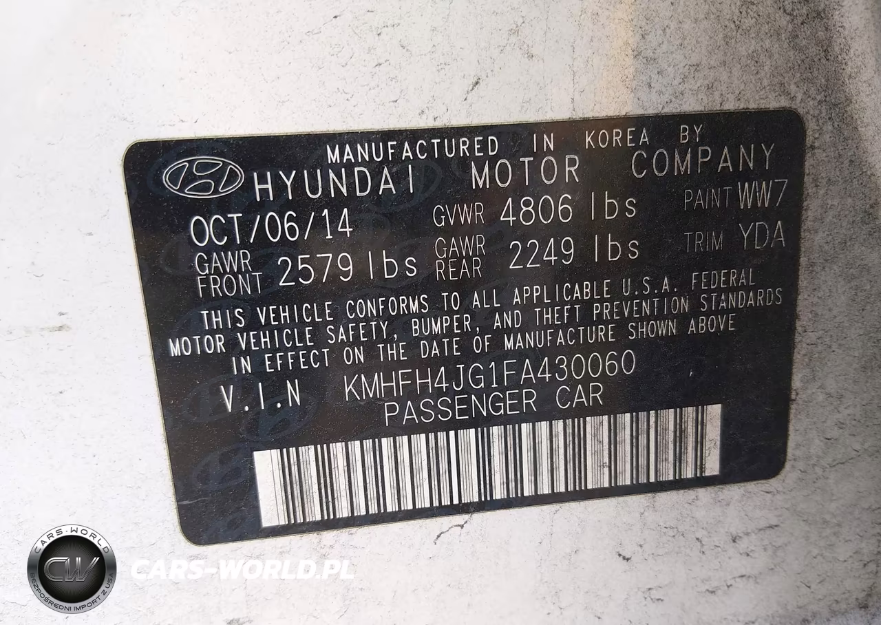 2015 Hyundai Azera Limited VIN:KMHFH4JG1FA430060 - 9