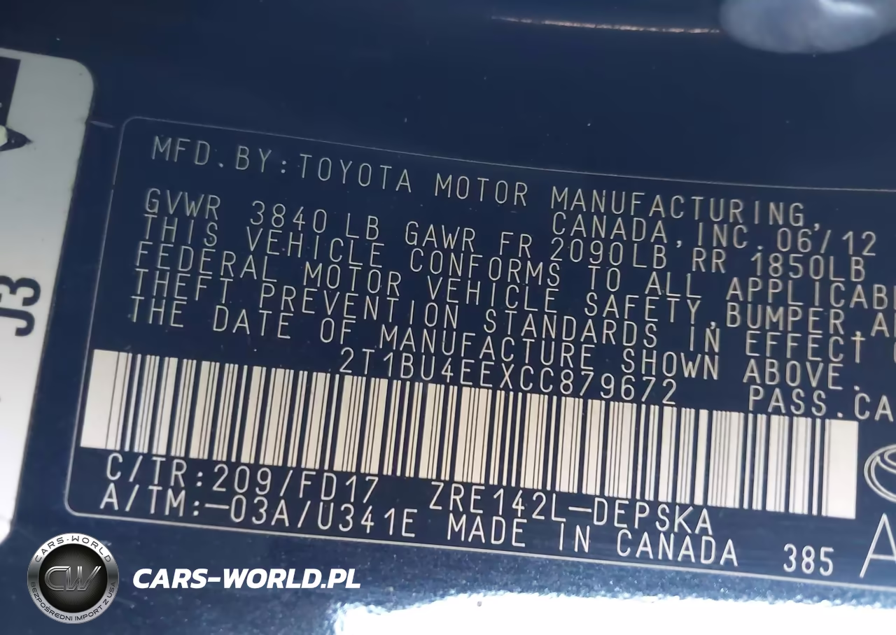 2012 Toyota Corolla S VIN:2T1BU4EEXCC879672 - 9
