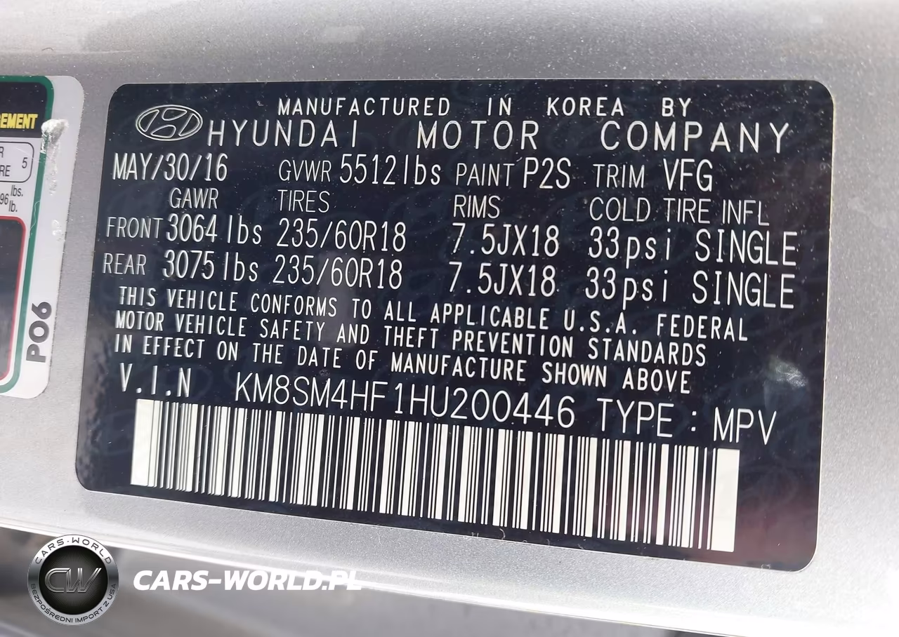 2017 Hyundai Santa Fe Se VIN:KM8SM4HF1HU200446 - 9