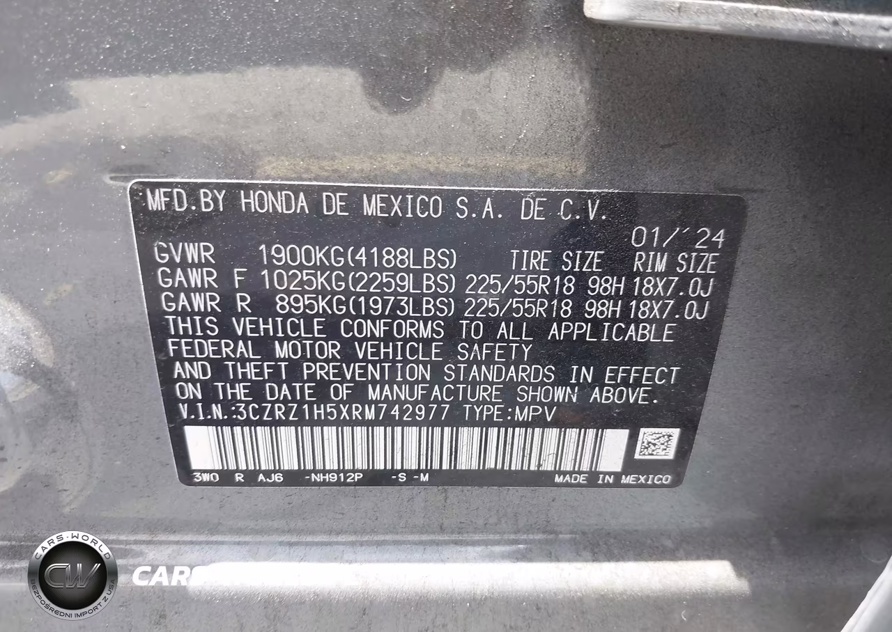 2024 Honda Hr-V 2Wd Sport-2Wd Sport W-O Bsi VIN:3CZRZ1H5XRM742977 - 9