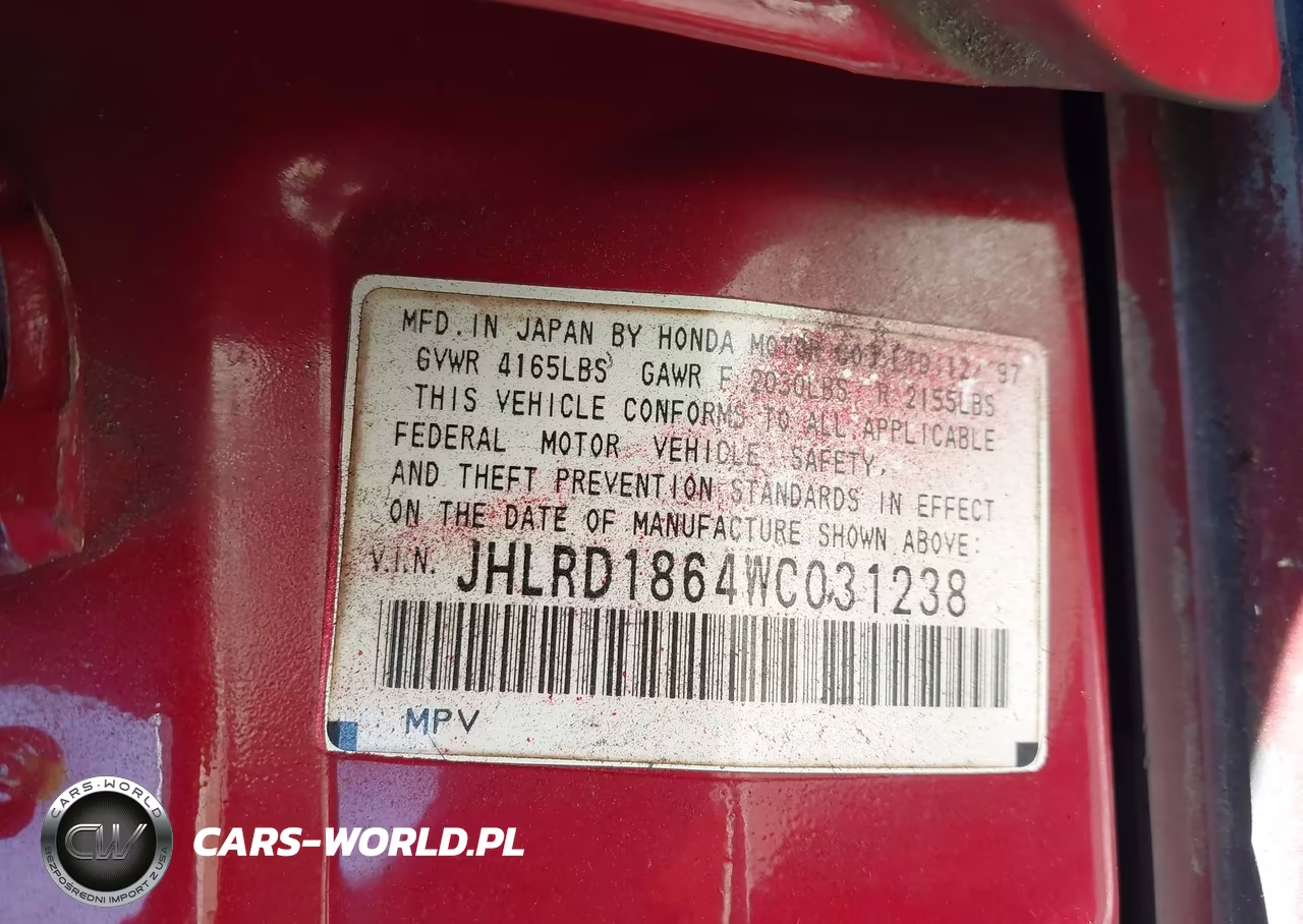 1998 Honda Cr-V Ex VIN:JHLRD1864WC031238 - 9