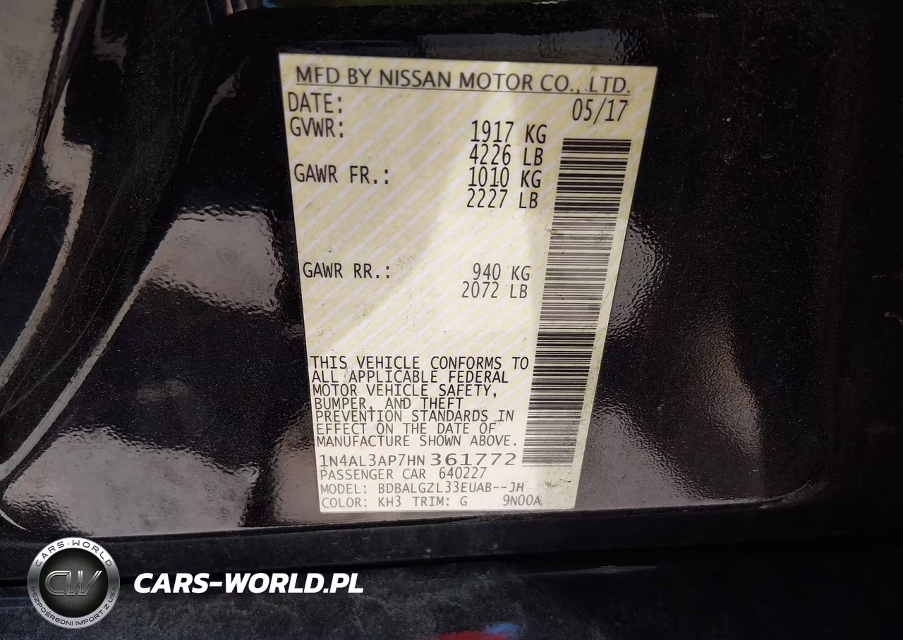 2017 Nissan Altima 2.5 S VIN:1N4AL3AP7HN361772 - 9