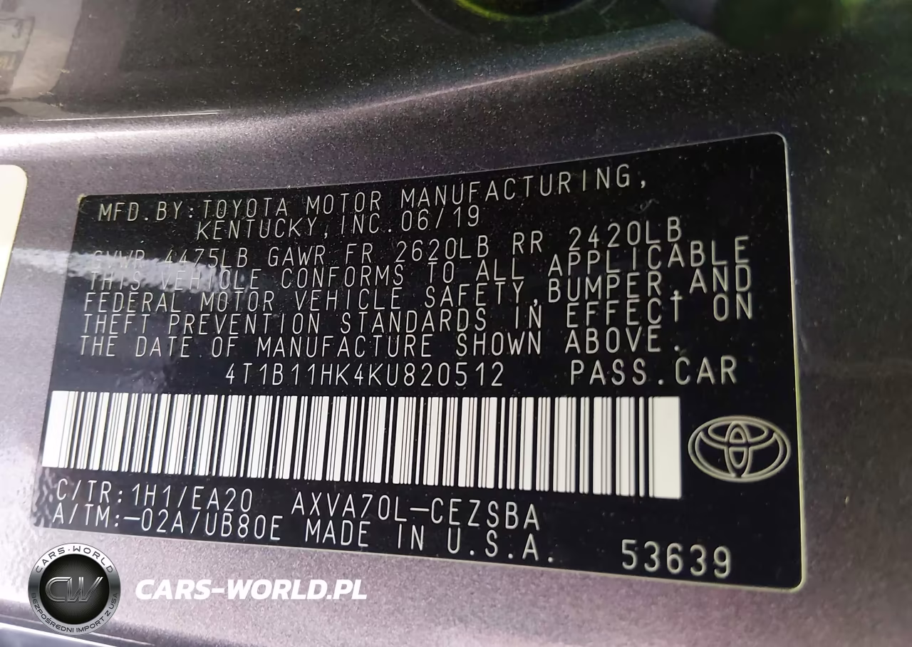 2019 Toyota Camry Se VIN:4T1B11HK4KU820512 - 9