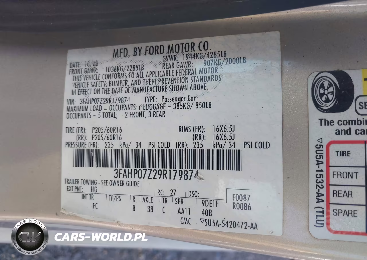 2009 Ford Fusion Se VIN:3FAHP07Z29R179874 - 9