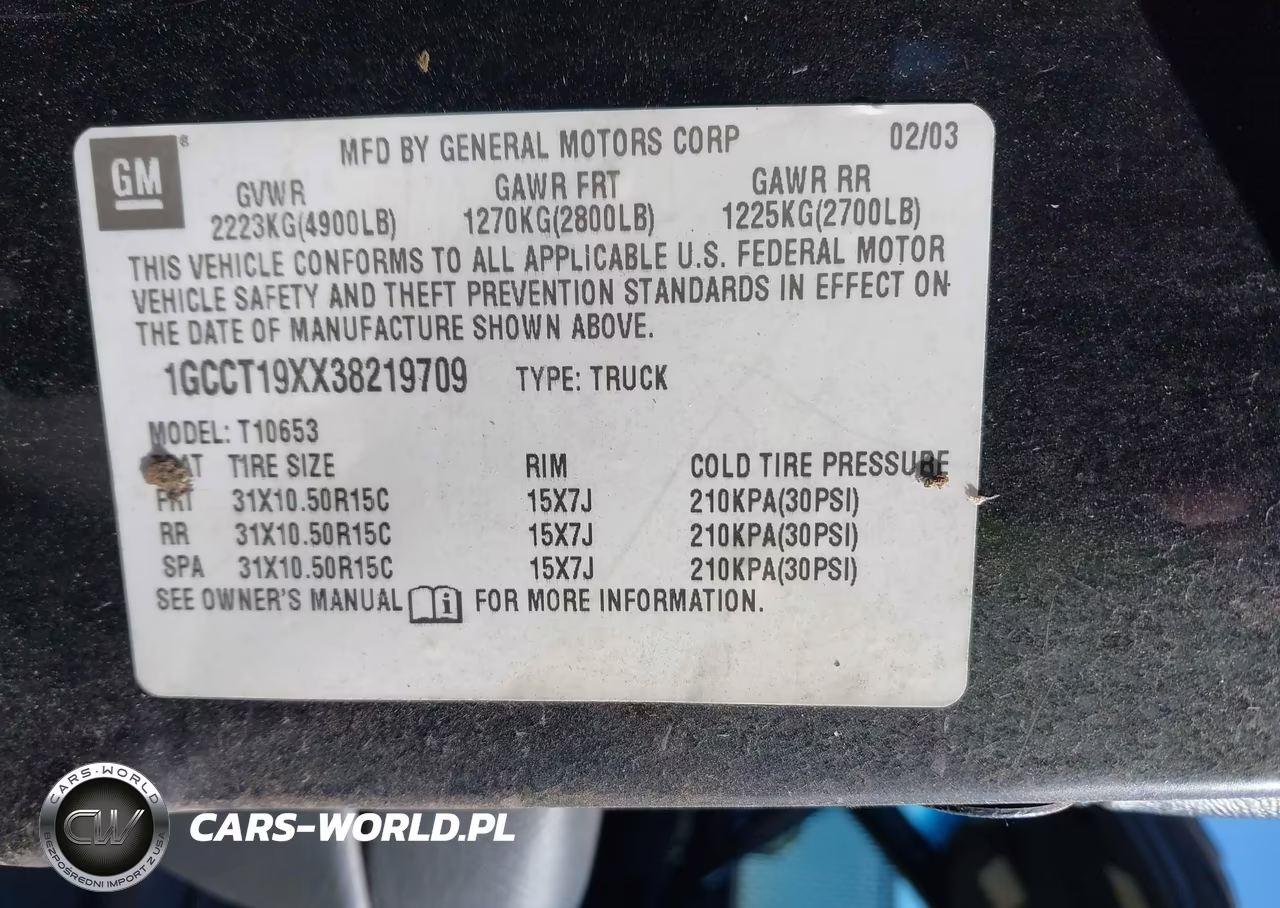 2003 Chevrolet S-10 Ls VIN:1GCCT19XX38219709 - 9