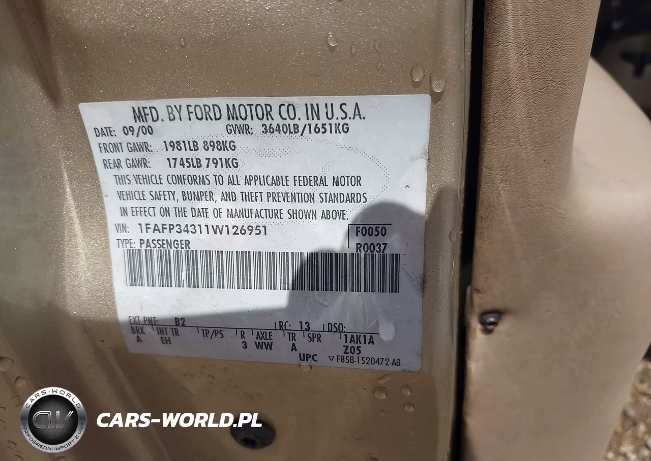 2001 Ford Focus Se VIN:1FAFP34311W126951 - 9