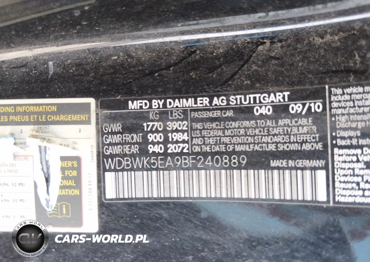 2011 Mercedes-Benz Slk 300 VIN:WDBWK5EA9BF240889 - 9