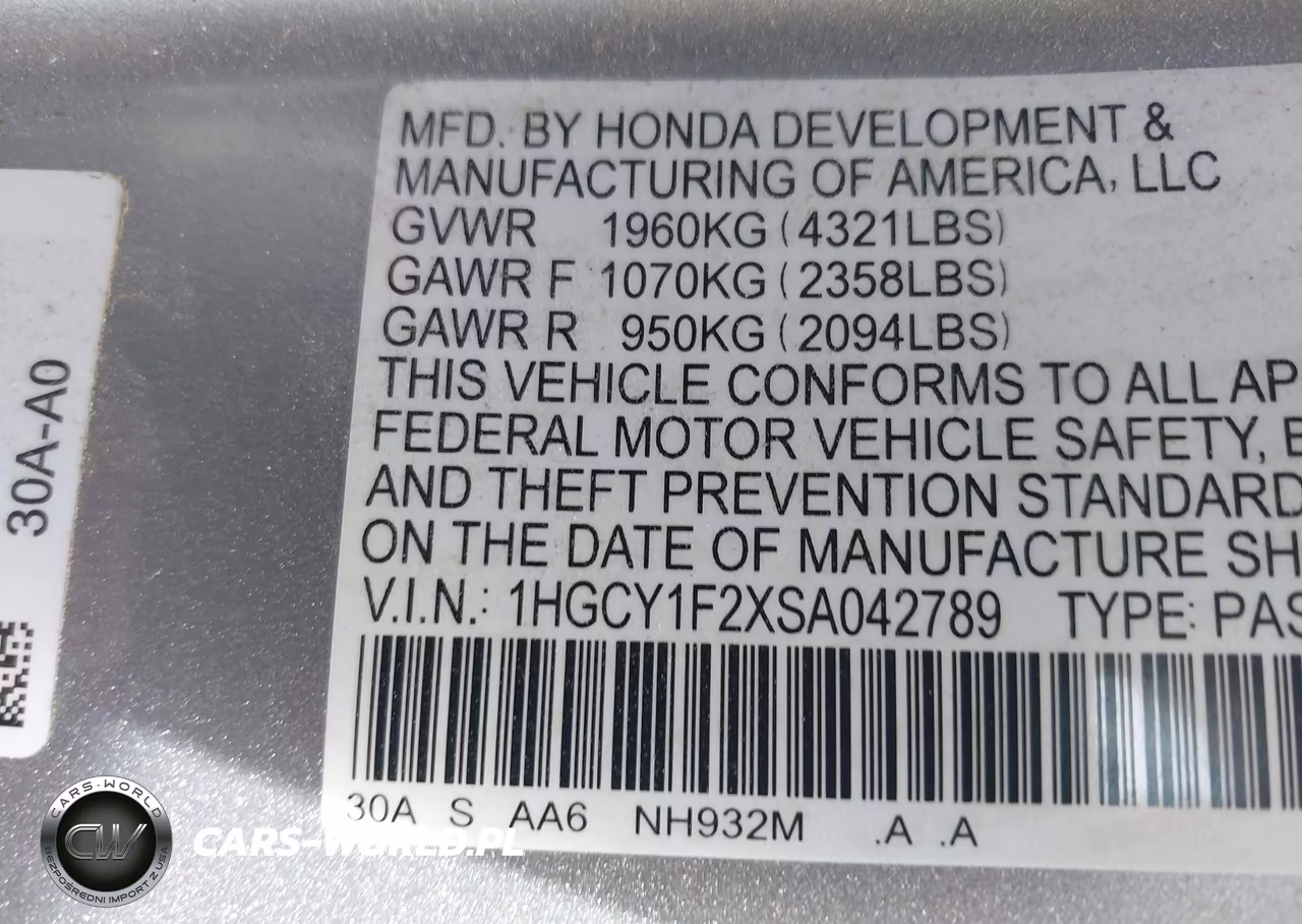2025 Honda Accord Lx VIN:1HGCY1F2XSA042789 - 9