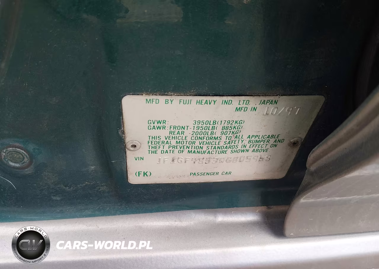 1998 Subaru Impreza Outback Sport VIN:JF1GF4853WG805968 - 9
