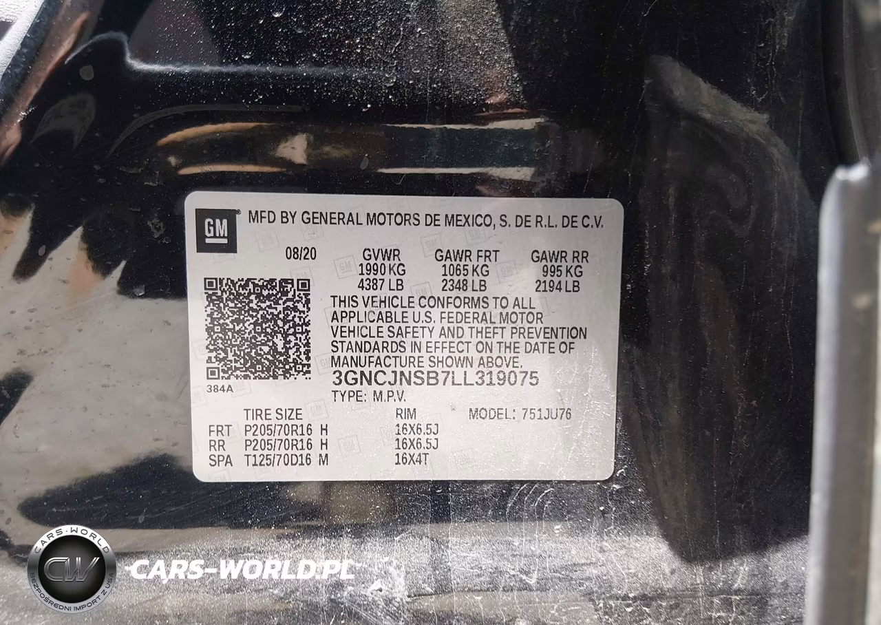 2020 Chevrolet Trax Awd Ls VIN:3GNCJNSB7LL319075 - 9