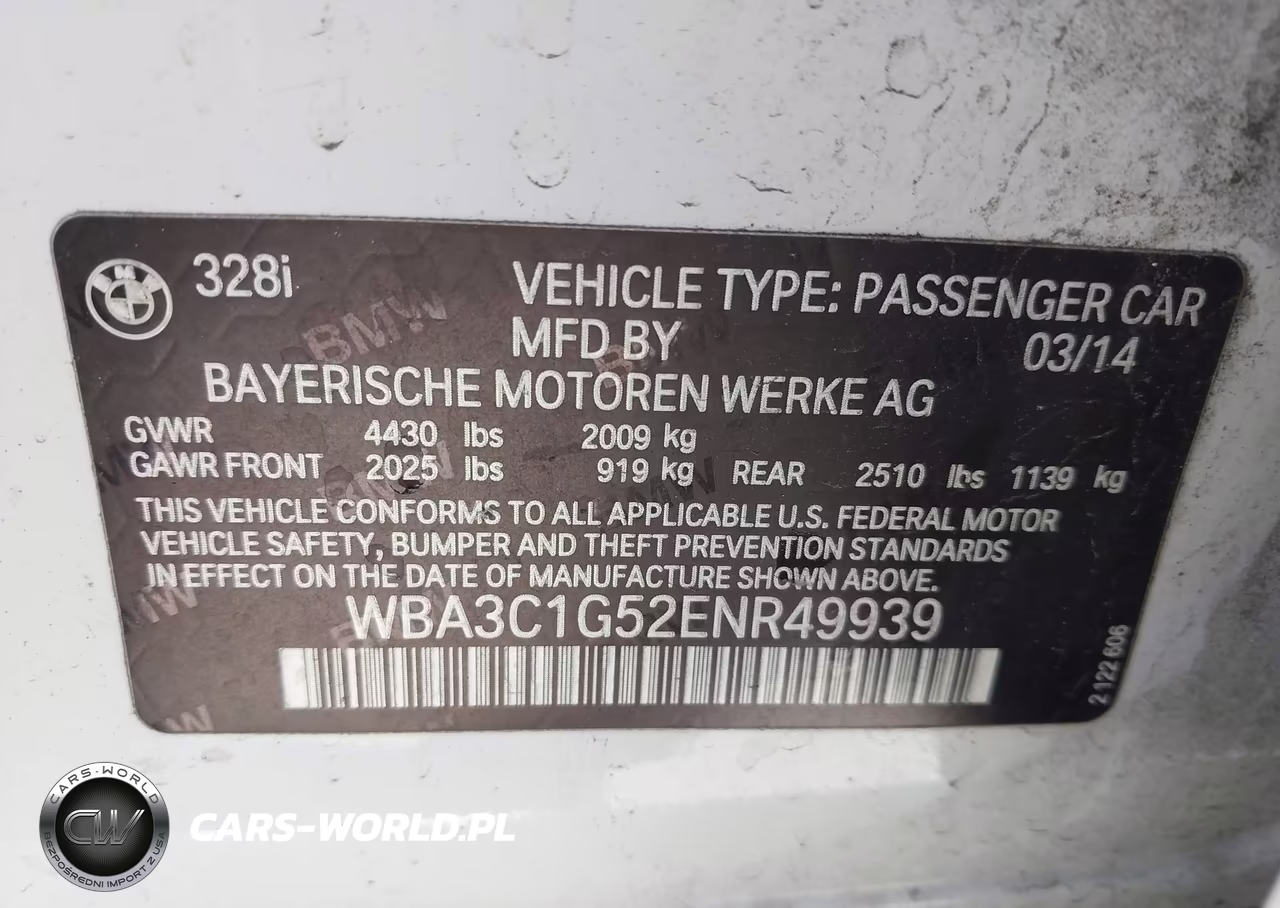 2014 BMW 328I VIN:WBA3C1G52ENR49939 - 9