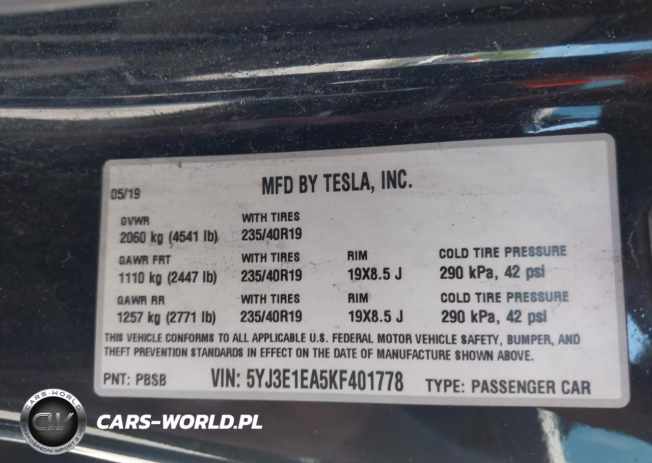 2019 Tesla Model 3 Long Range-Mid Range-Standard Range-Standard Range Plus VIN:5YJ3E1EA5KF401778 - 9