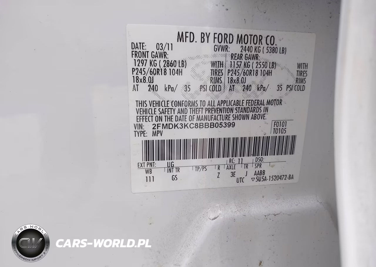 2011 Ford Edge Limited VIN:2FMDK3KC8BBB05399 - 9