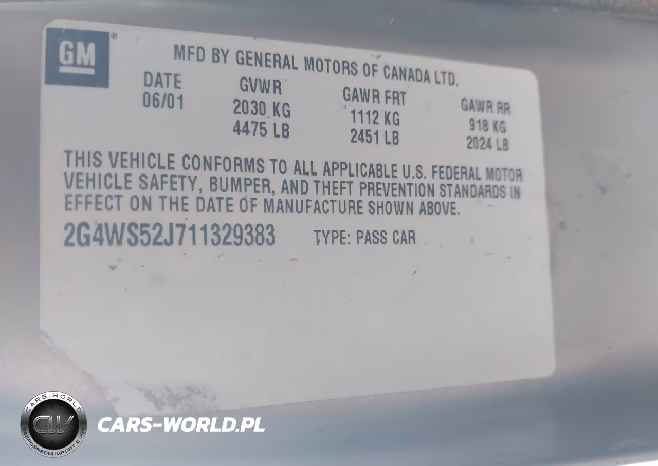 2001 Buick Century Custom VIN:2G4WS52J711329383 - 9