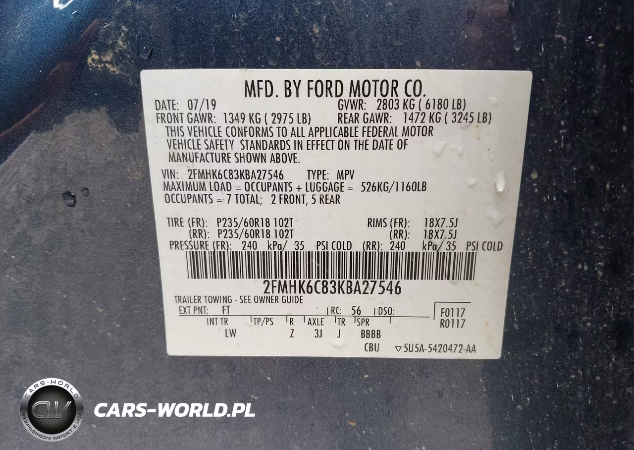 2019 Ford Flex Sel VIN:2FMHK6C83KBA27546 - 9