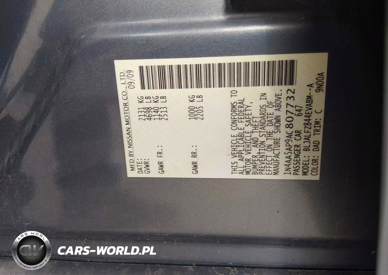 2010 Nissan Maxima 3.5 Sv VIN:1N4AA5AP9AC807732 - 9