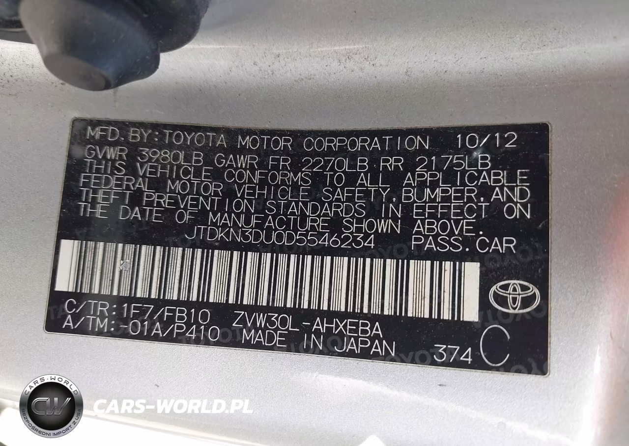 2013 Toyota Prius Two VIN:JTDKN3DU0D5546234 - 9