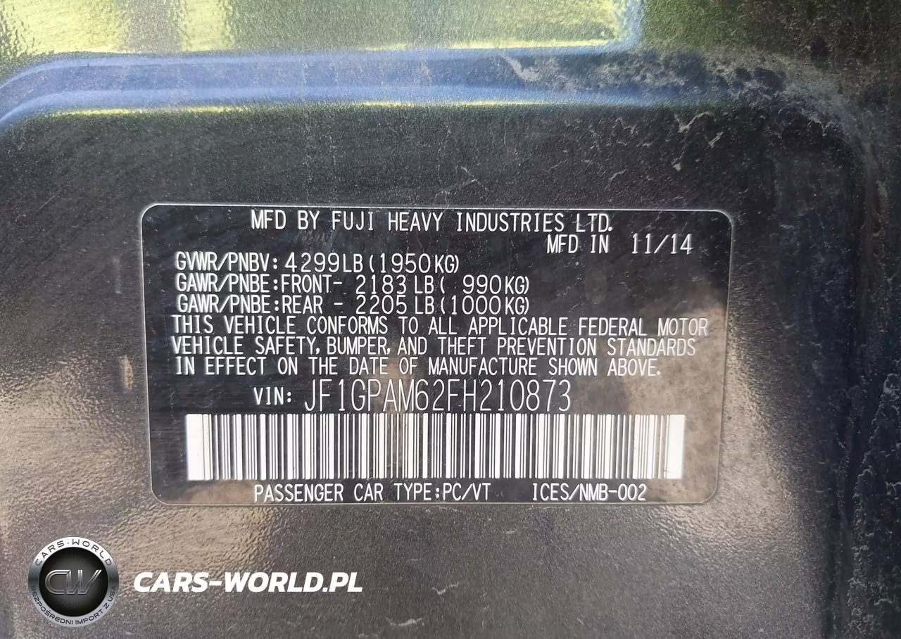 2015 Subaru Impreza 2.0I Limited VIN:JF1GPAM62FH210873 - 9