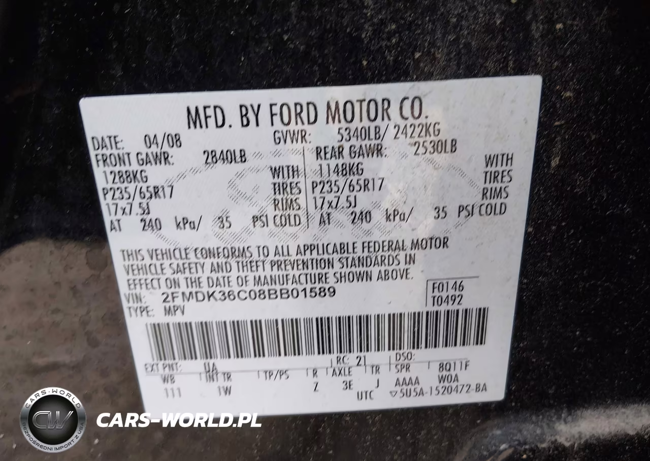 2008 Ford Edge Se VIN:2FMDK36C08BB01589 - 9