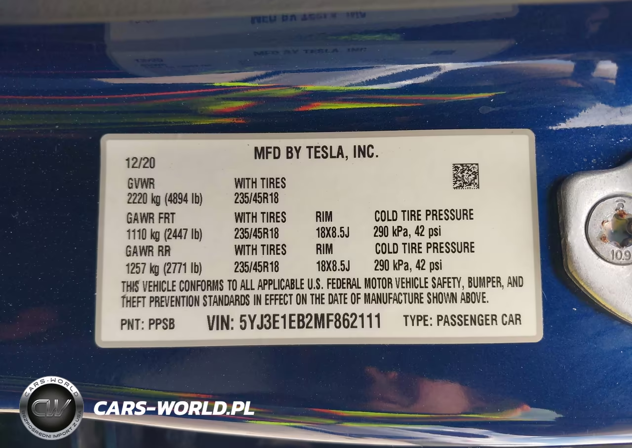 2021 Tesla Model 3 Long Range VIN:5YJ3E1EB2MF862111 - 9