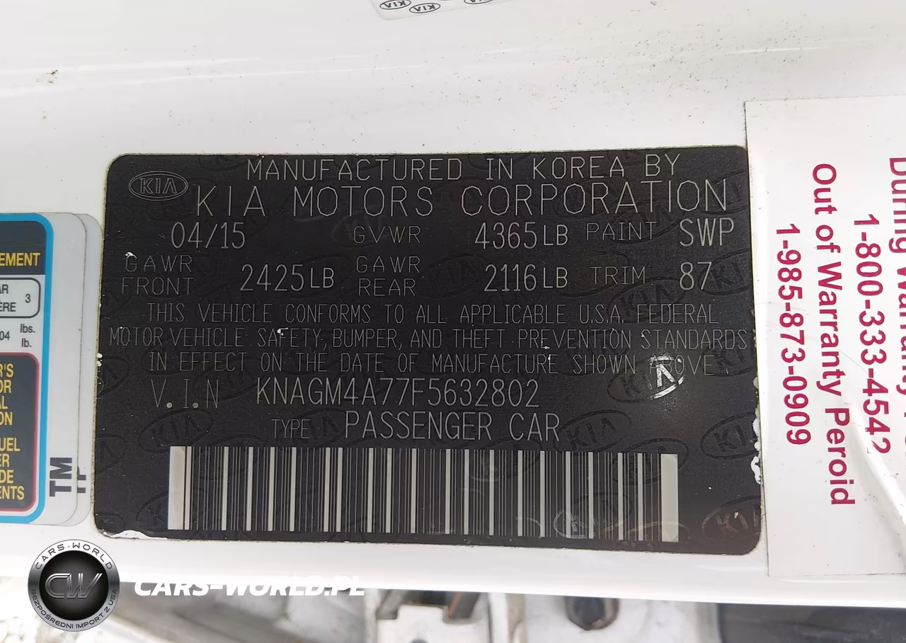 2015 Kia Optima Lx VIN:KNAGM4A77F5632802 - 9