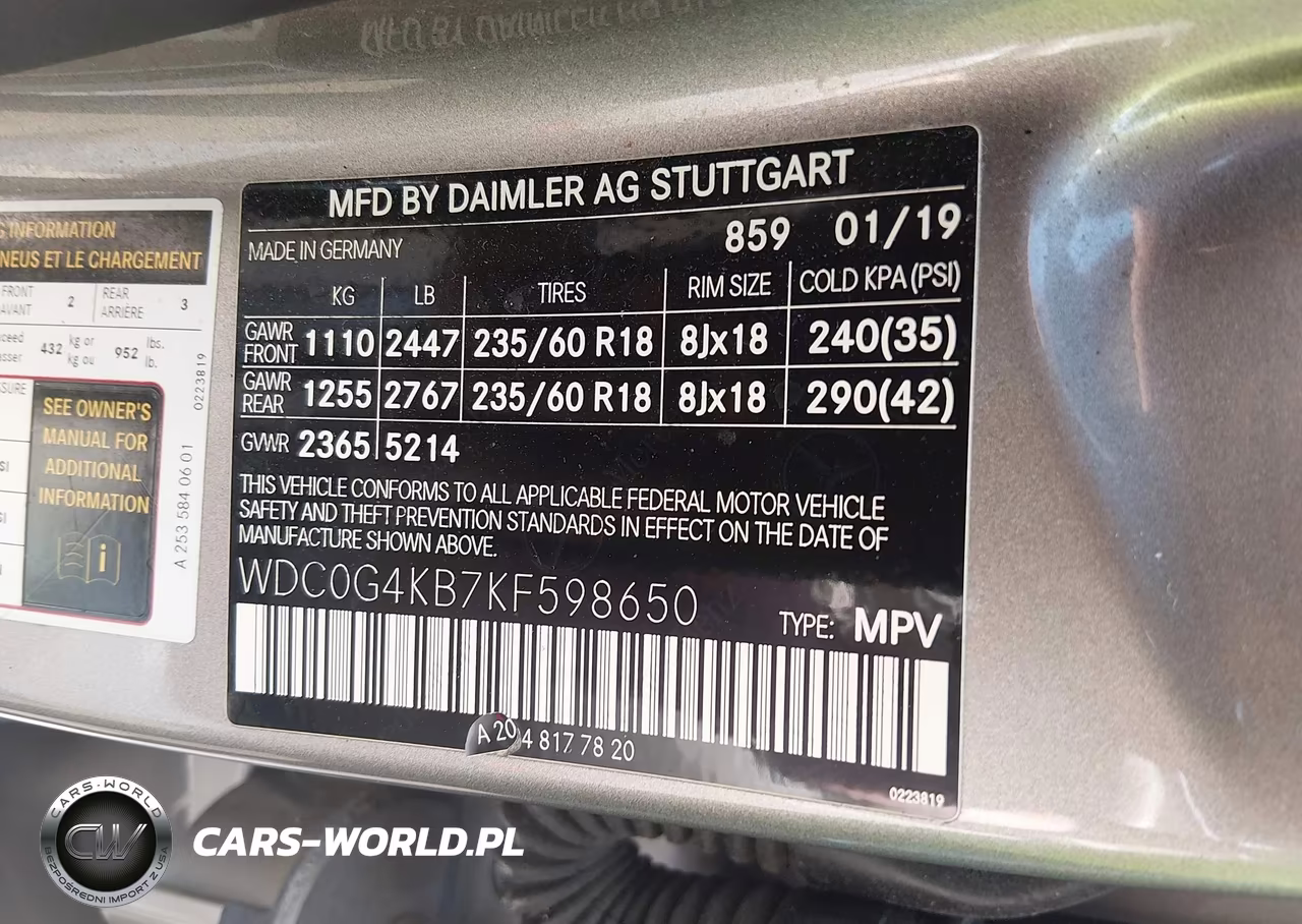 2019 Mercedes-Benz Glc 300 4Matic VIN:WDC0G4KB7KF598650 - 9