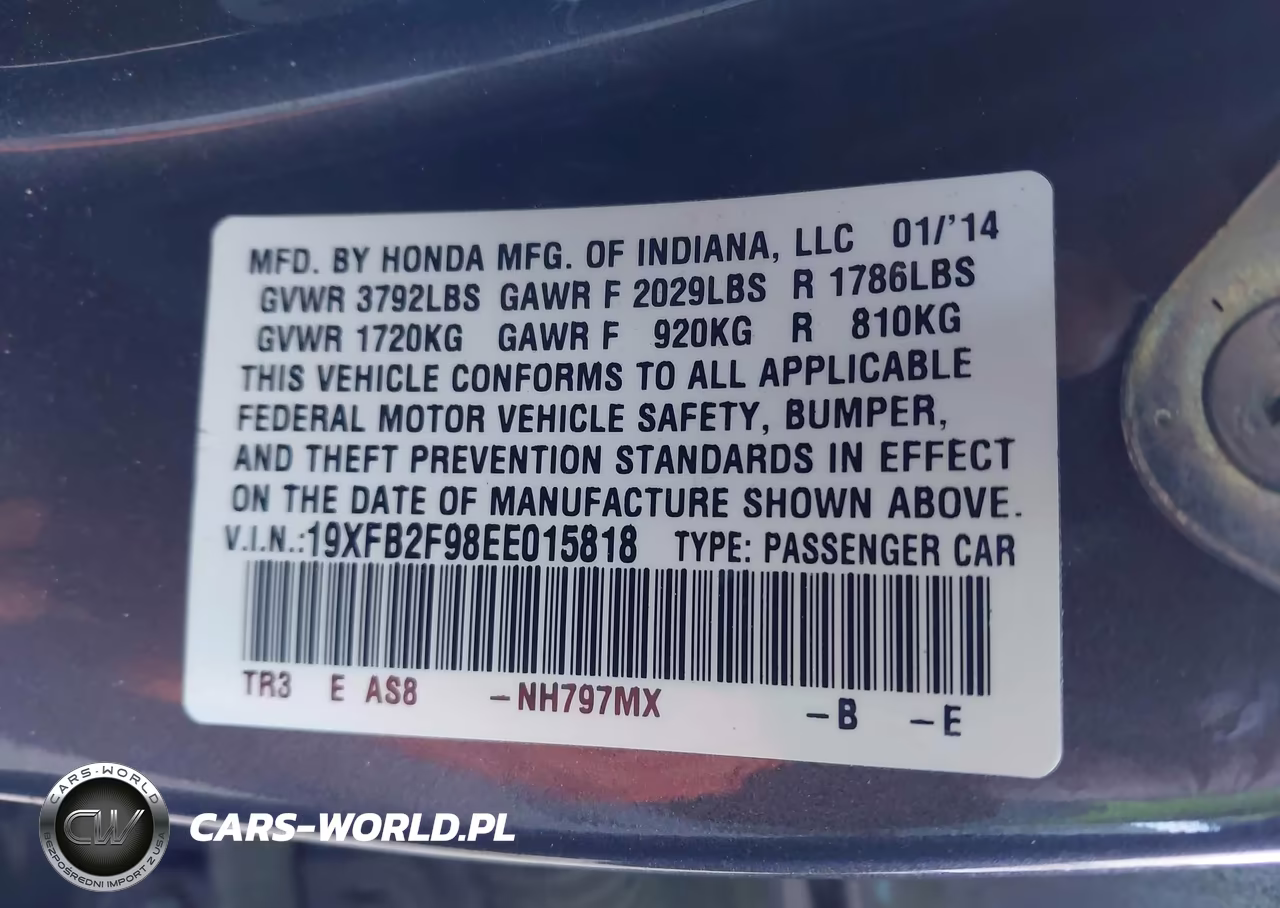 2014 Honda Civic Ex-L VIN:19XFB2F98EE015818 - 9