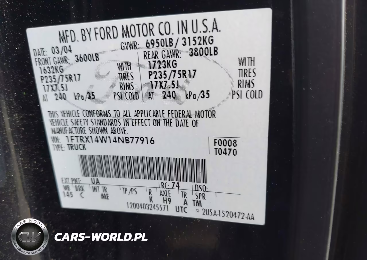 2004 Ford F-150 Stx-Xl-Xlt VIN:1FTRX14W14NB77916 - 9